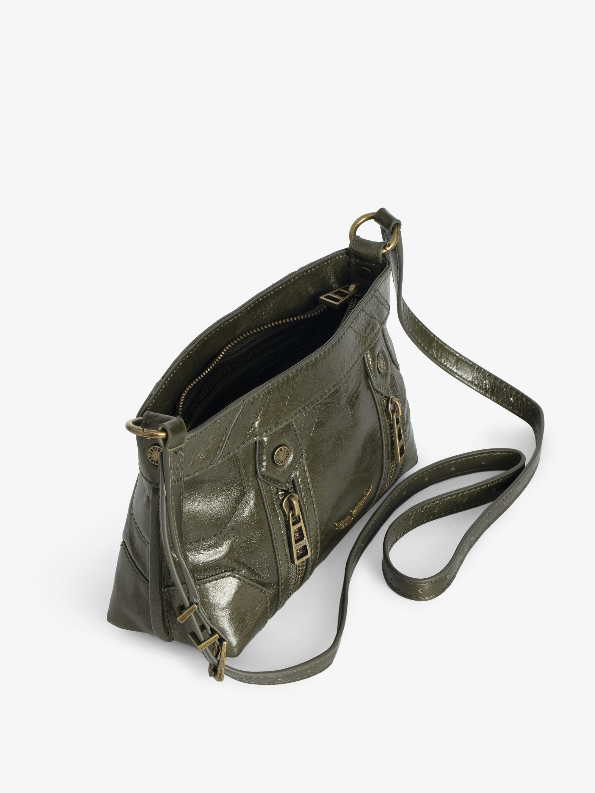 Sunny Mood Vintage Patent Bag - Small vintage-inspired patent leather bag with adjustable shoulder strap and wing signature.